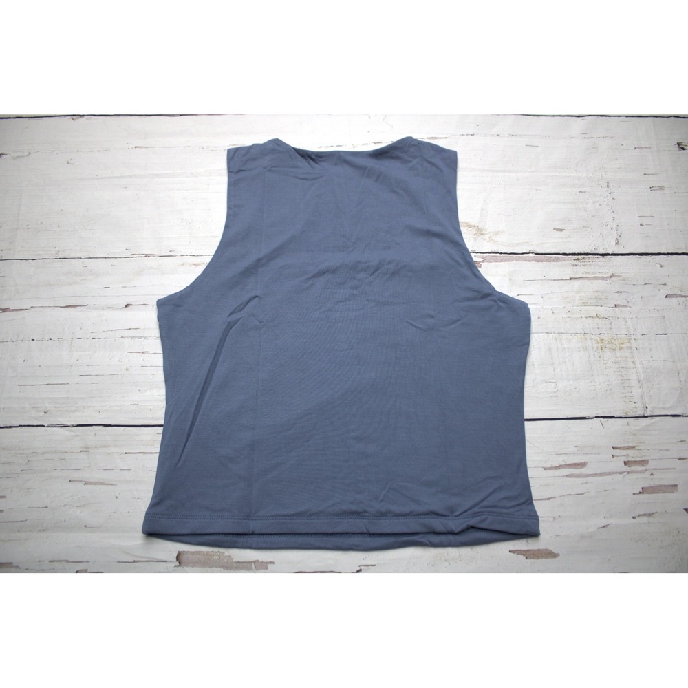 Abardsion Womens Square‎ Neck Tank Top Haze Blue Double Layer Crop Top L NEW
